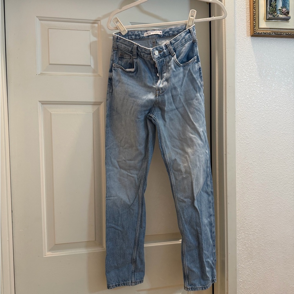 Zara button down straight jeans